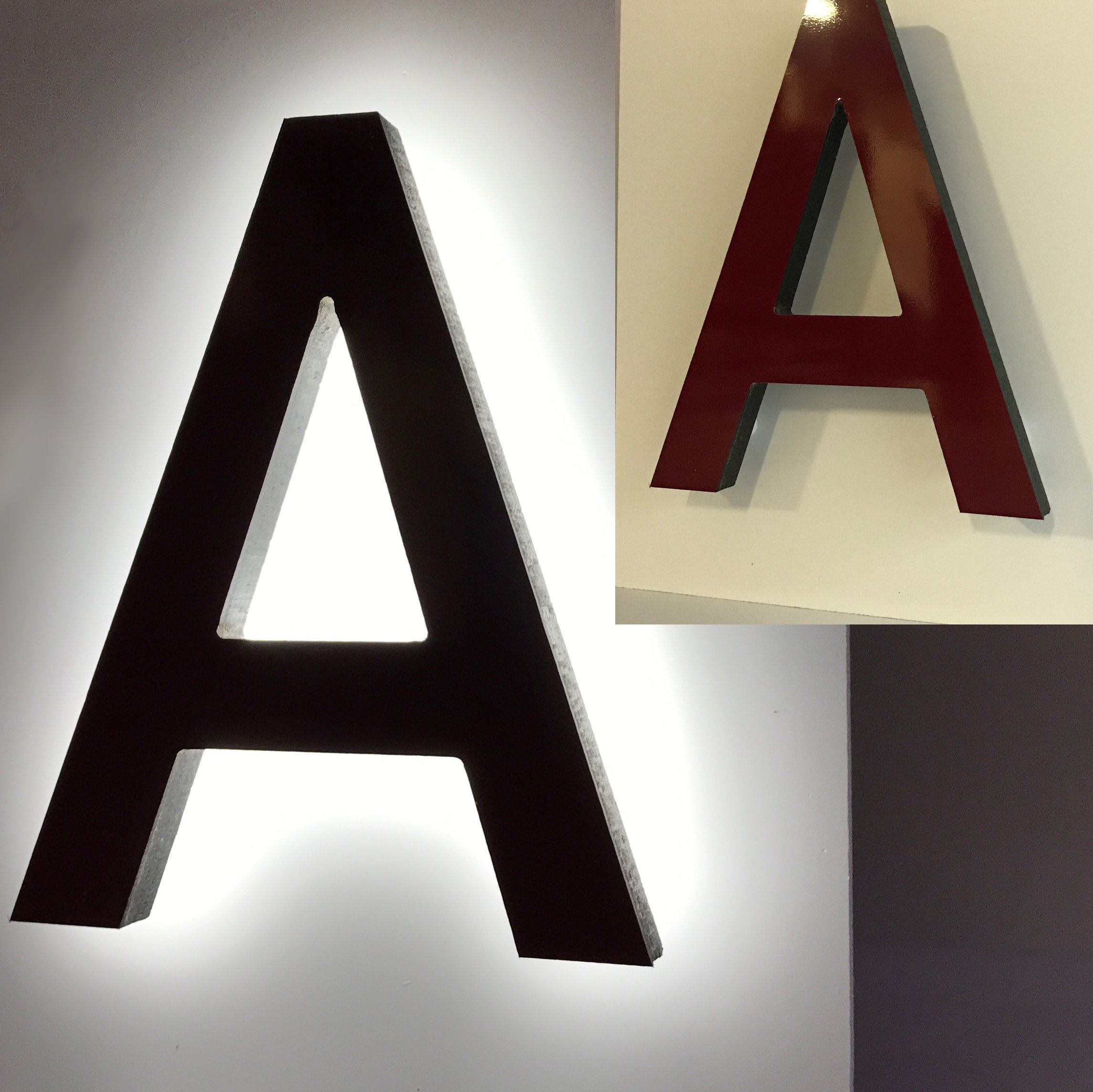 Backlight led letters met rode folie